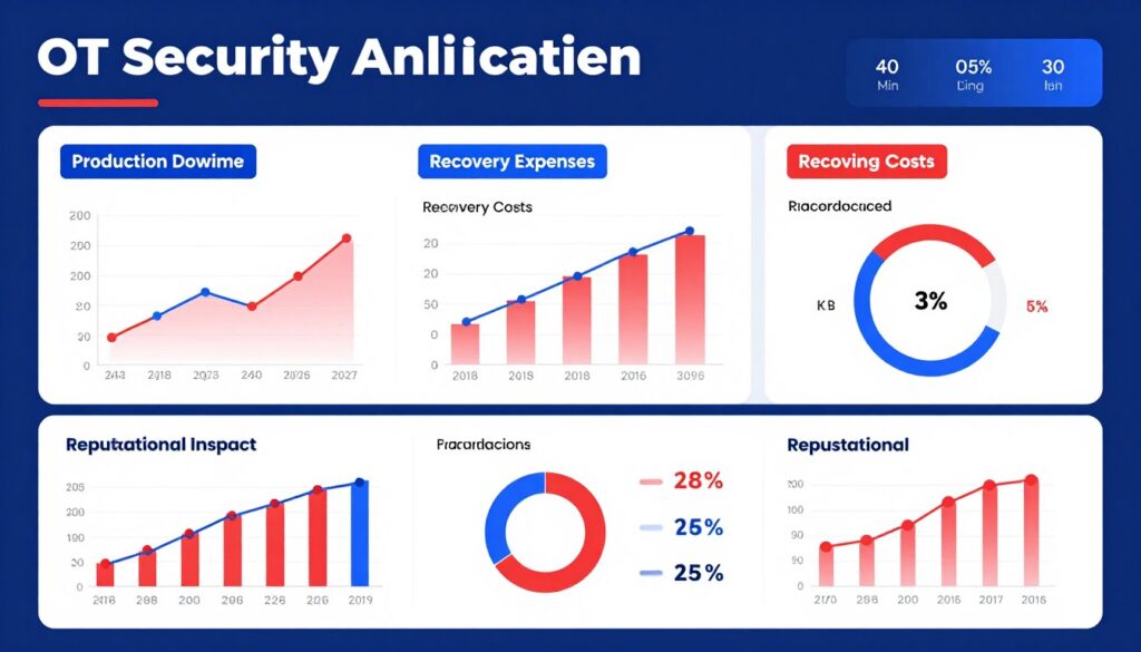 Business impact analysis of OT security incident showing financial and operational losses Business impact analysis of OT security incident showing financial and operational losses