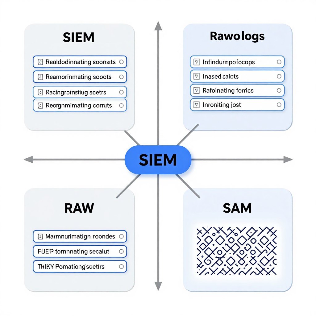 SIEM normalization and correlation process showing data being standardized and analyzed