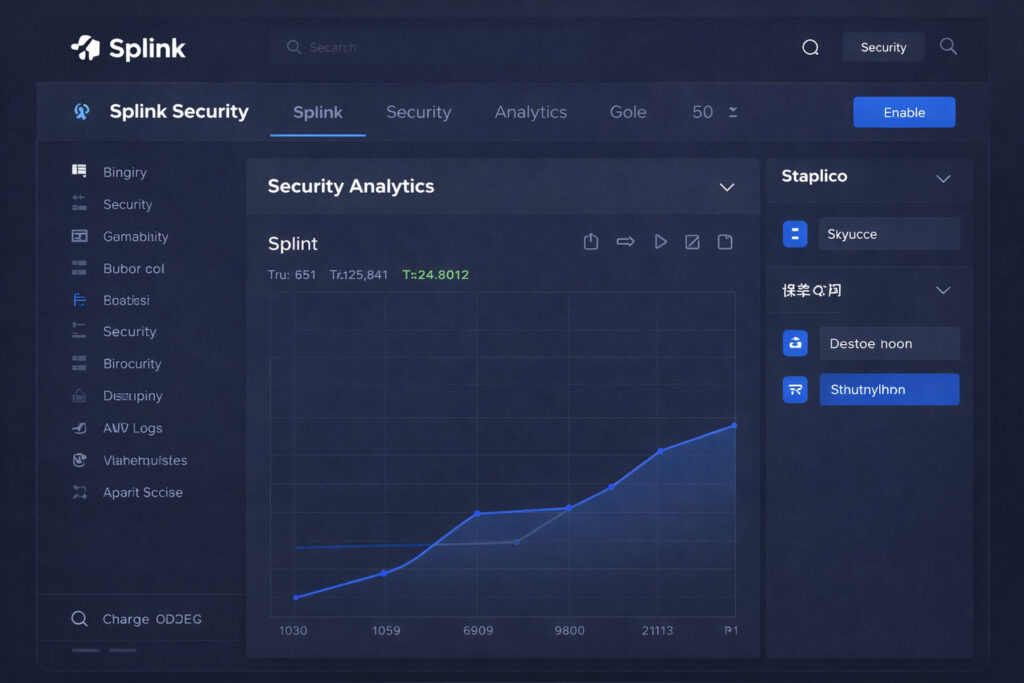 Splunk security dashboard showing log analysis and threat detection capabilities