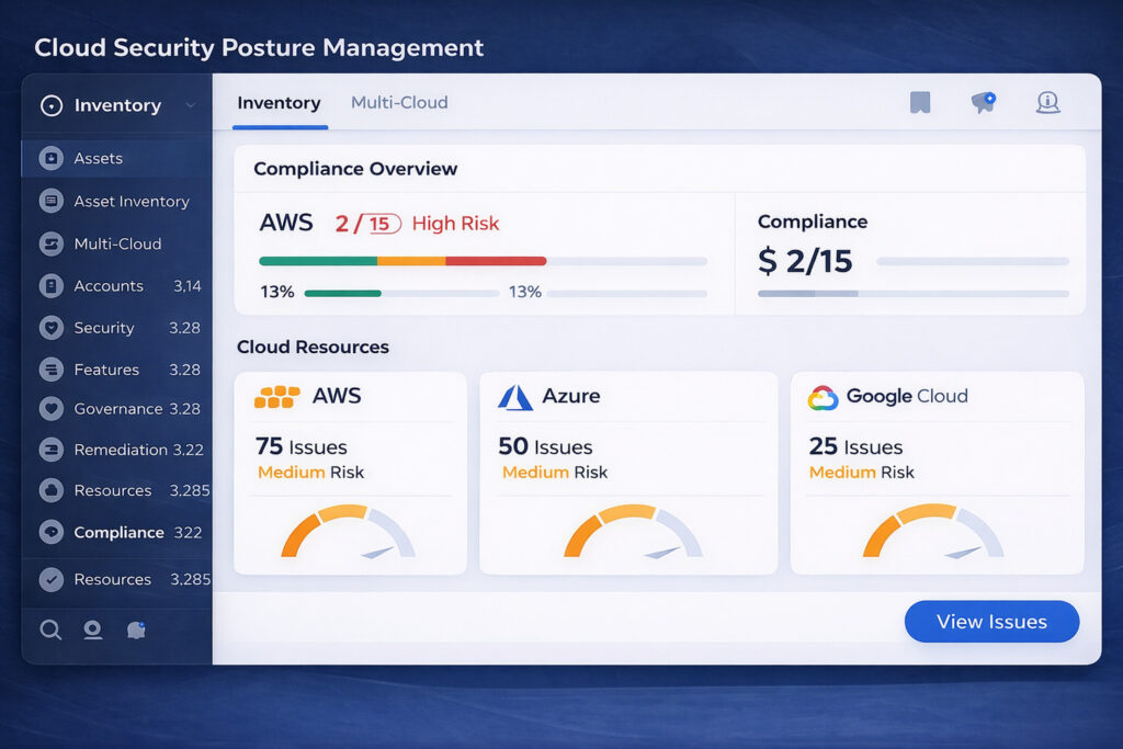 Cloud security posture management dashboard