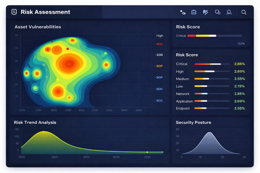 Risk assessment dashboard showing asset vulnerabilities