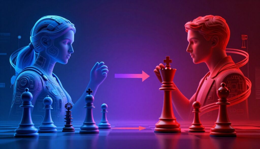 Visualization of the AI cybersecurity arms race between attackers and defenders Visualization of the AI cybersecurity arms race between attackers and defenders