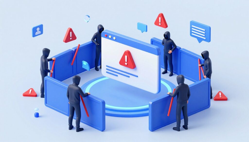 Digital fraud prevention showing blocked unauthorized access attempts