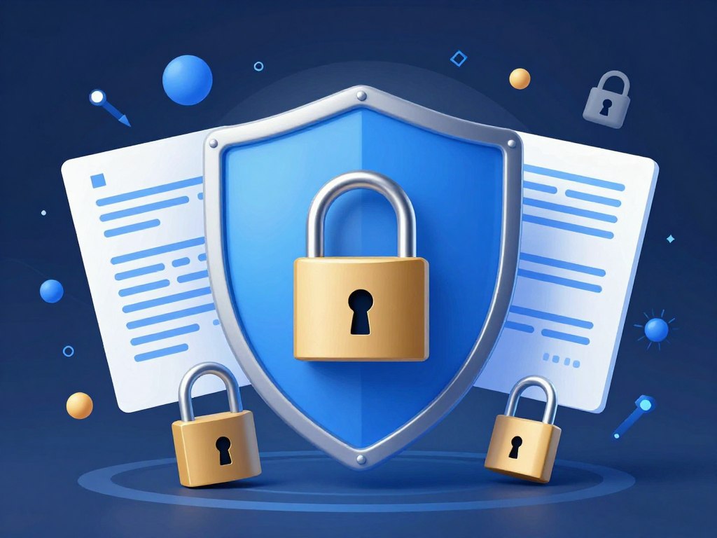 Intellectual property protection showing secured documents and innovations