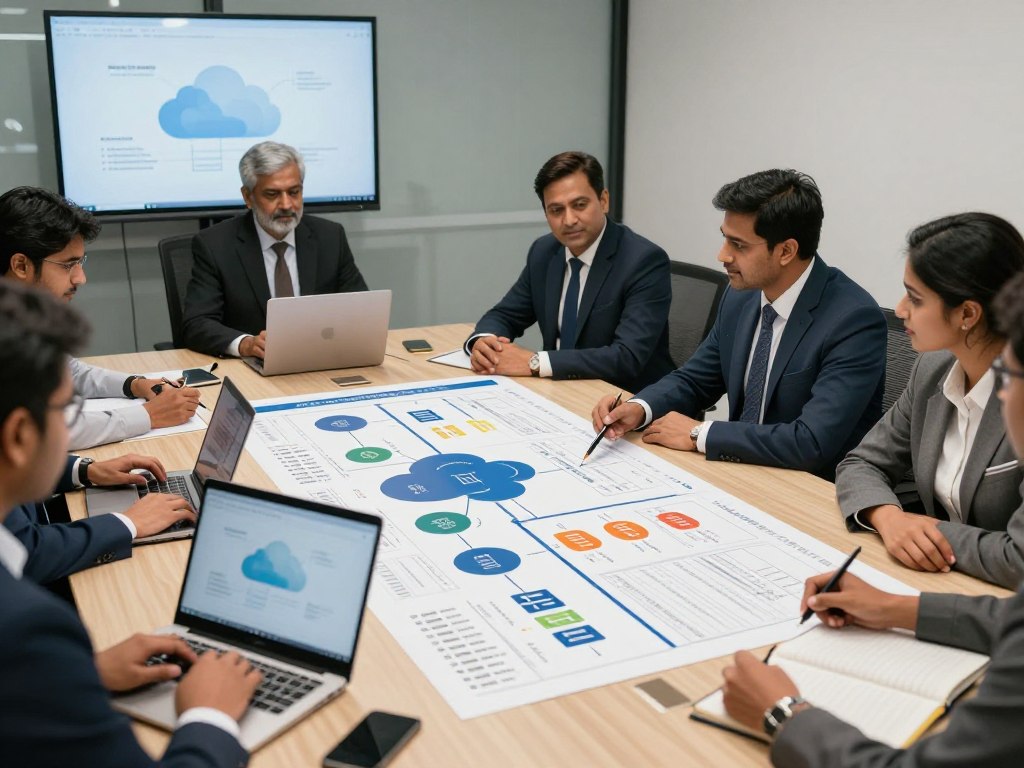 Business Team Reviewing a Cloud and On-premise Infrastructure Comparison Table