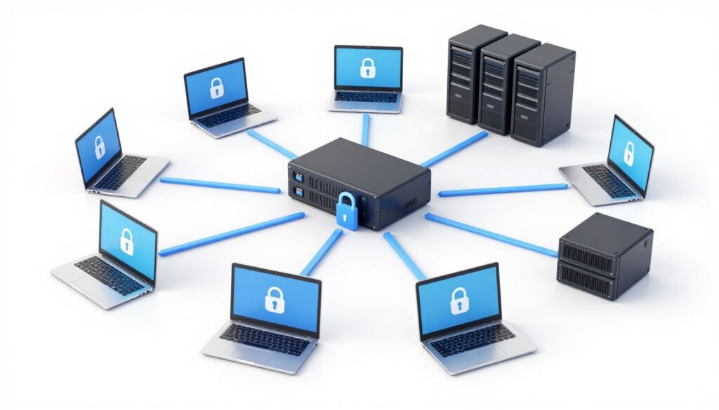 Protected Business Network with Segmented Systems and Endpoint Security